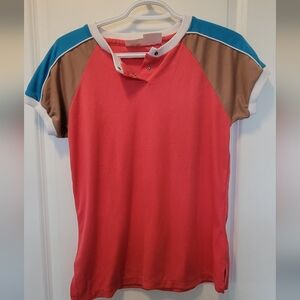 Vintage Color Block Raglan Henley Small